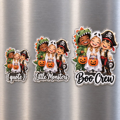 Custom Photo Halloween Kids Caricature - Personalized Acrylic Magnet — options