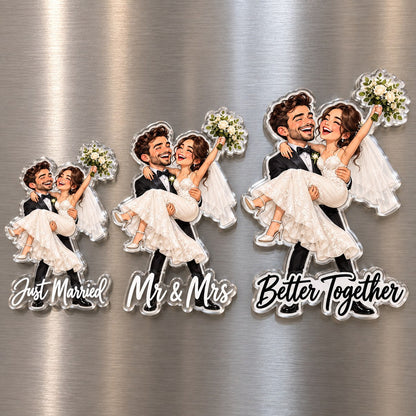 Custom Photo Wedding Caricature - Personalized Acrylic Magnet — options