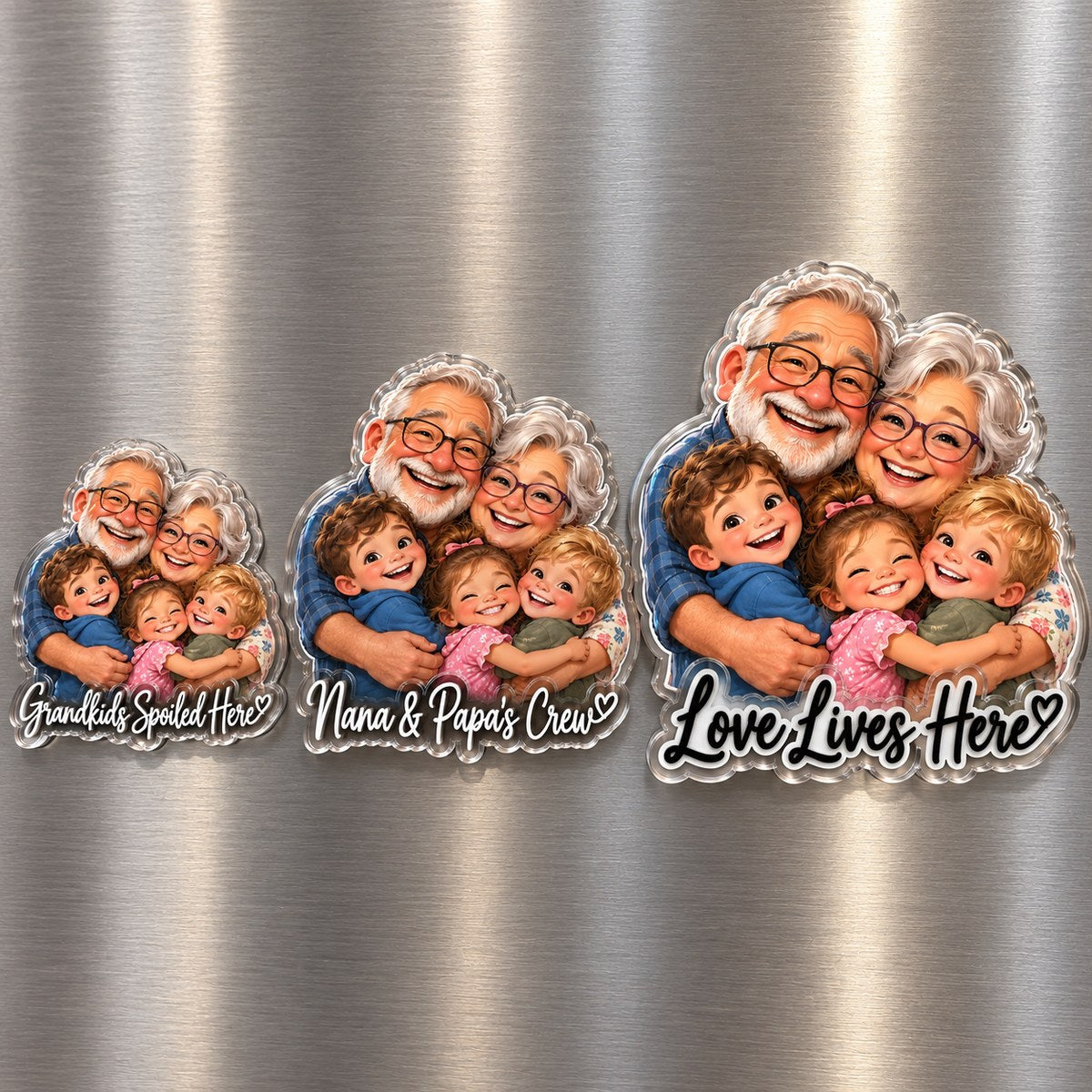 Custom Photo Grandparents Caricature - Personalized Acrylic Magnet — options