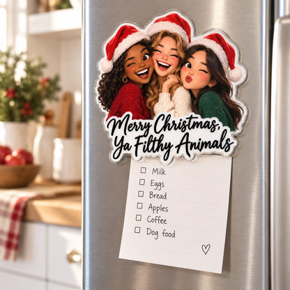 Custom Photo Christmas Friends Caricature - Personalized Acrylic Magnet — lifestyle
