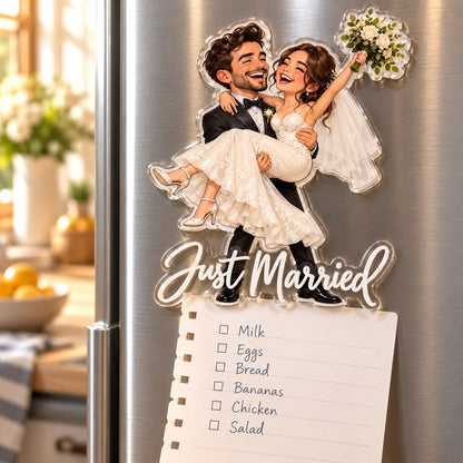 Custom Photo Wedding Caricature - Personalized Acrylic Magnet — lifestyle