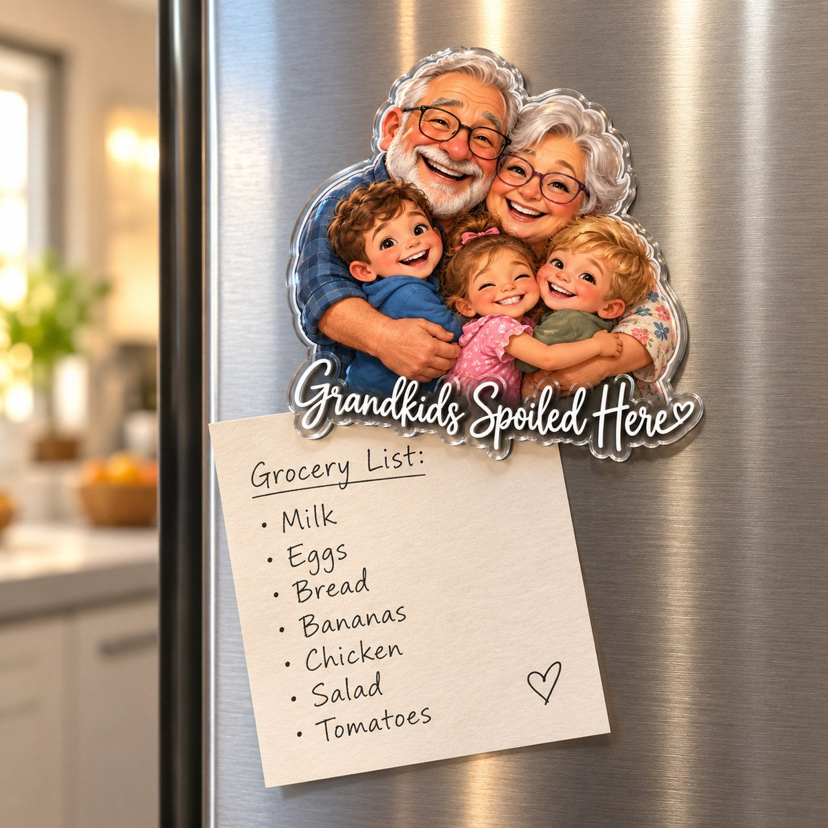 Custom Photo Grandparents Caricature - Personalized Acrylic Magnet — lifestyle