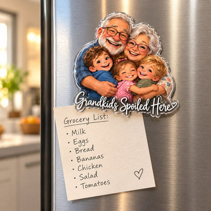 Custom Photo Grandparents Caricature - Personalized Acrylic Magnet — lifestyle