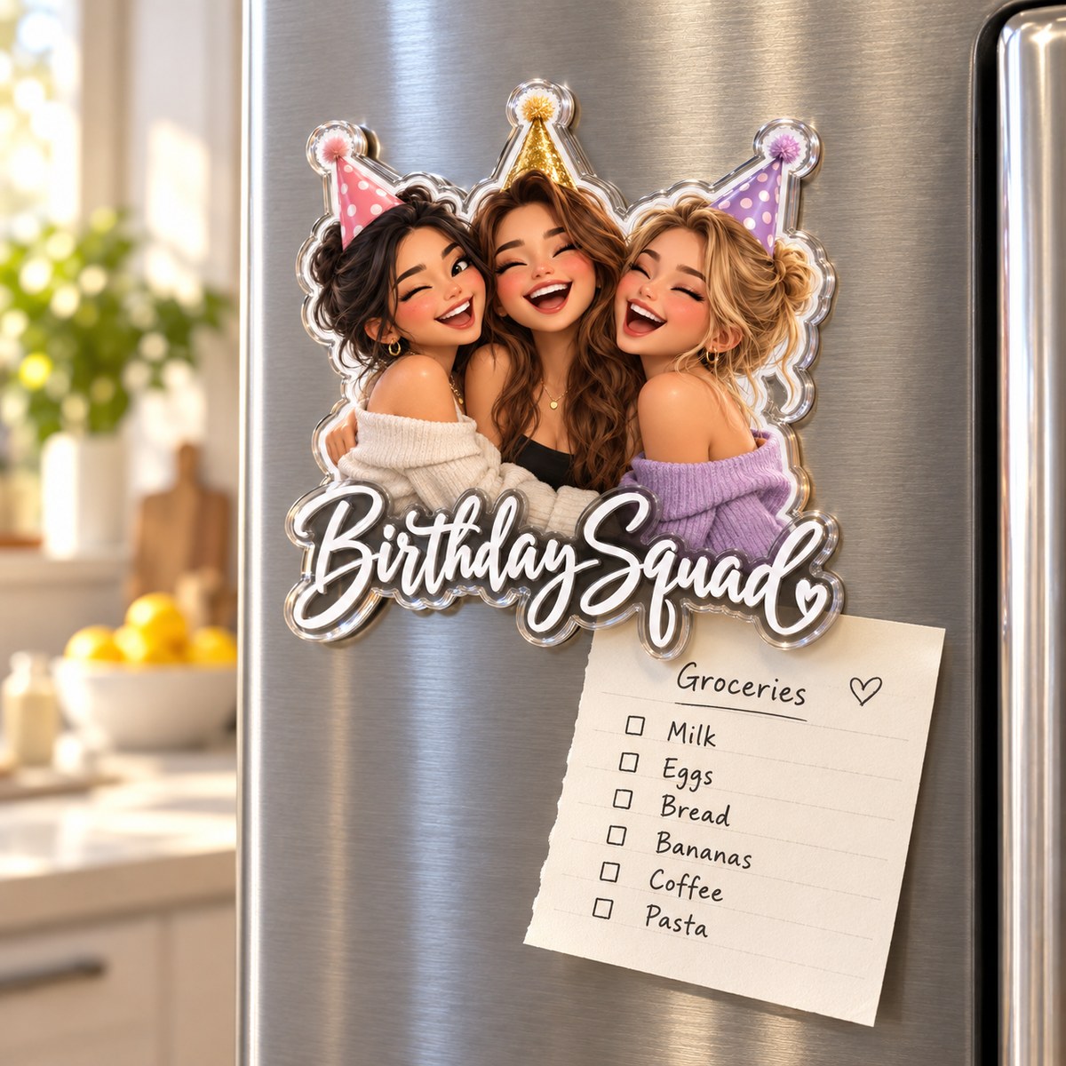 Custom Photo Birthday Caricature - Personalized Acrylic Magnet — lifestyle