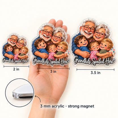 Custom Photo Grandparents Caricature - Personalized Acrylic Magnet — size