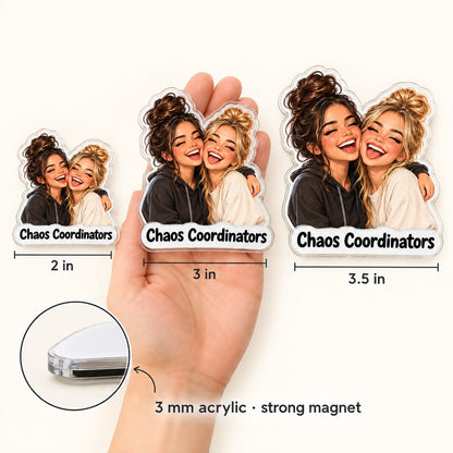 Custom Photo Besties Forever Caricature - Personalized Acrylic Magnet — size
