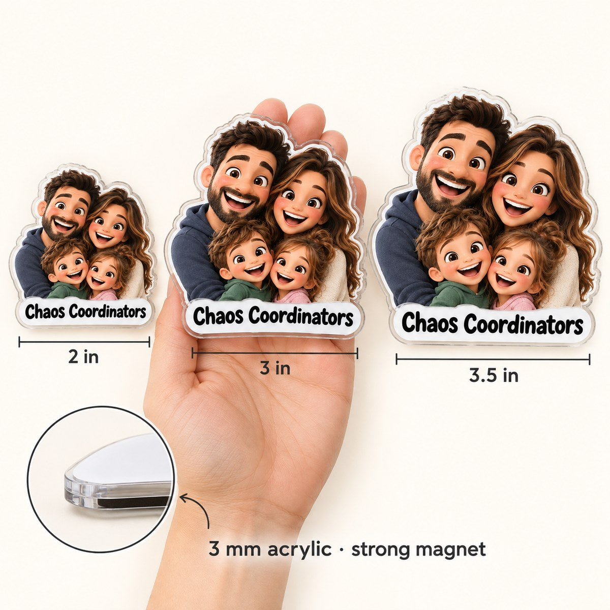 Custom Photo Christmas Friends Caricature - Personalized Acrylic Magnet — size