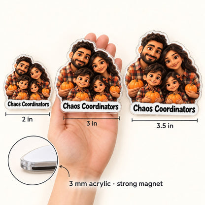 Custom Photo Fall Family Caricature - Personalized Acrylic Magnet — size