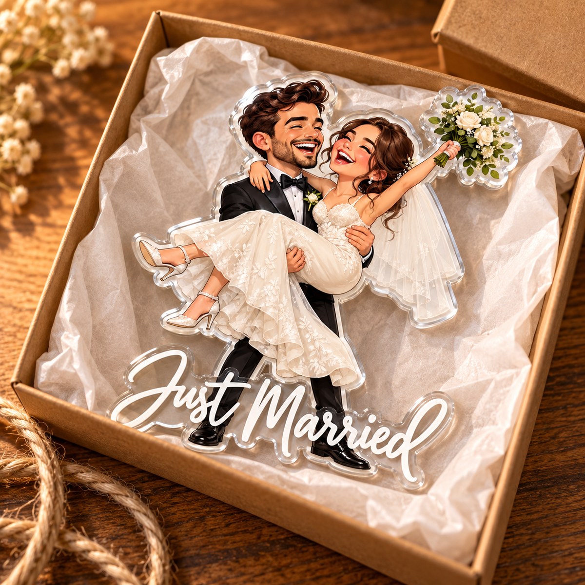 Custom Photo Wedding Caricature - Personalized Acrylic Magnet — gift