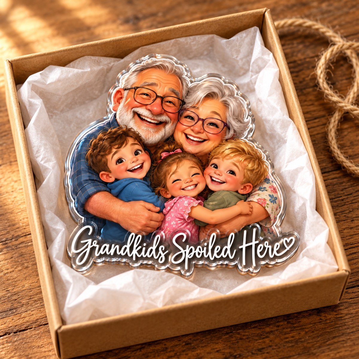 Custom Photo Grandparents Caricature - Personalized Acrylic Magnet — gift