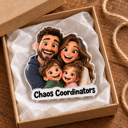 Custom Photo Family Caricature - Personalized Acrylic Magnet — gift