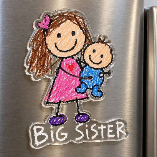 Custom Photo New Baby Doodle - Personalized Acrylic Magnet — hero