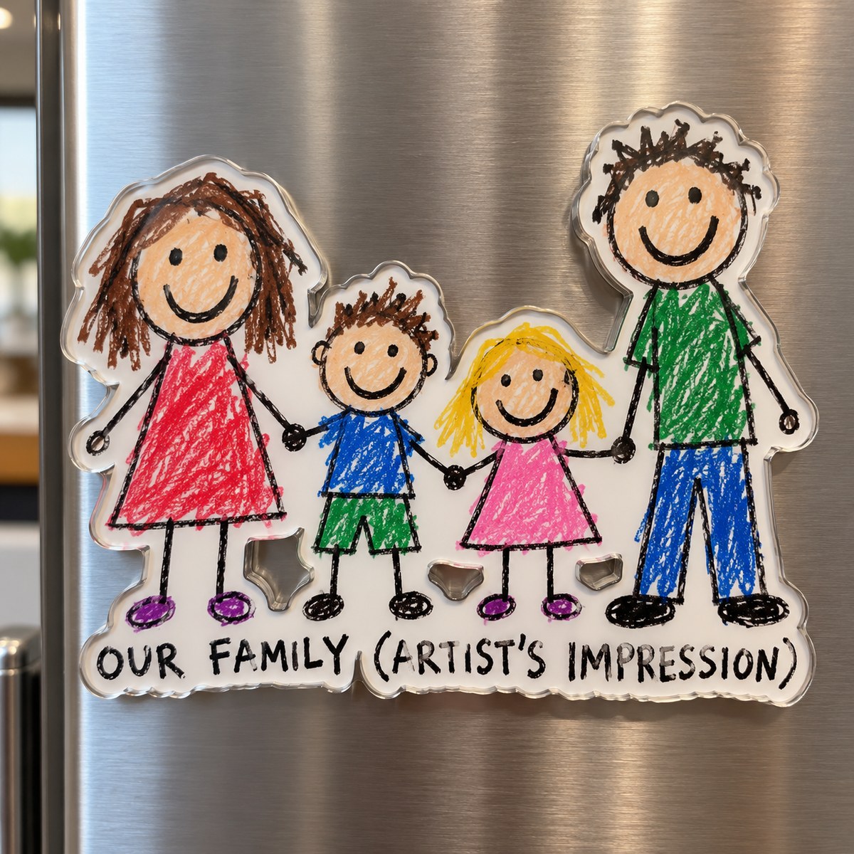 Custom Photo Family Doodle - Personalized Acrylic Magnet — hero