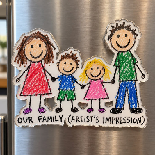 Custom Photo Family Doodle - Personalized Acrylic Magnet — hero