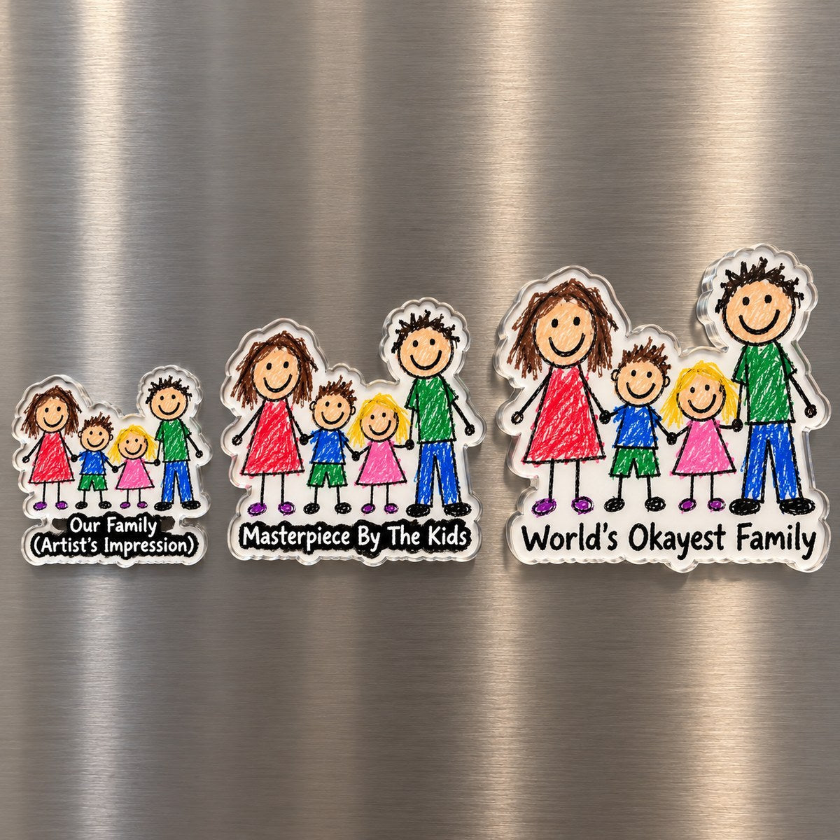 Custom Photo Family Doodle - Personalized Acrylic Magnet — options