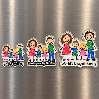 Custom Photo Family Doodle - Personalized Acrylic Magnet — options