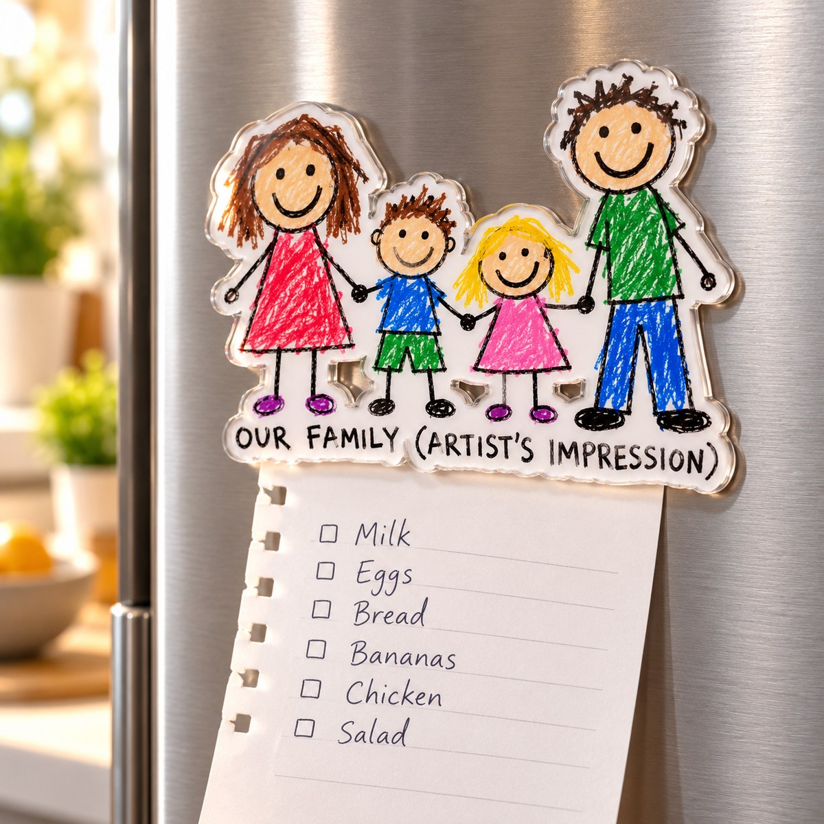 Custom Photo Family Doodle - Personalized Acrylic Magnet — lifestyle