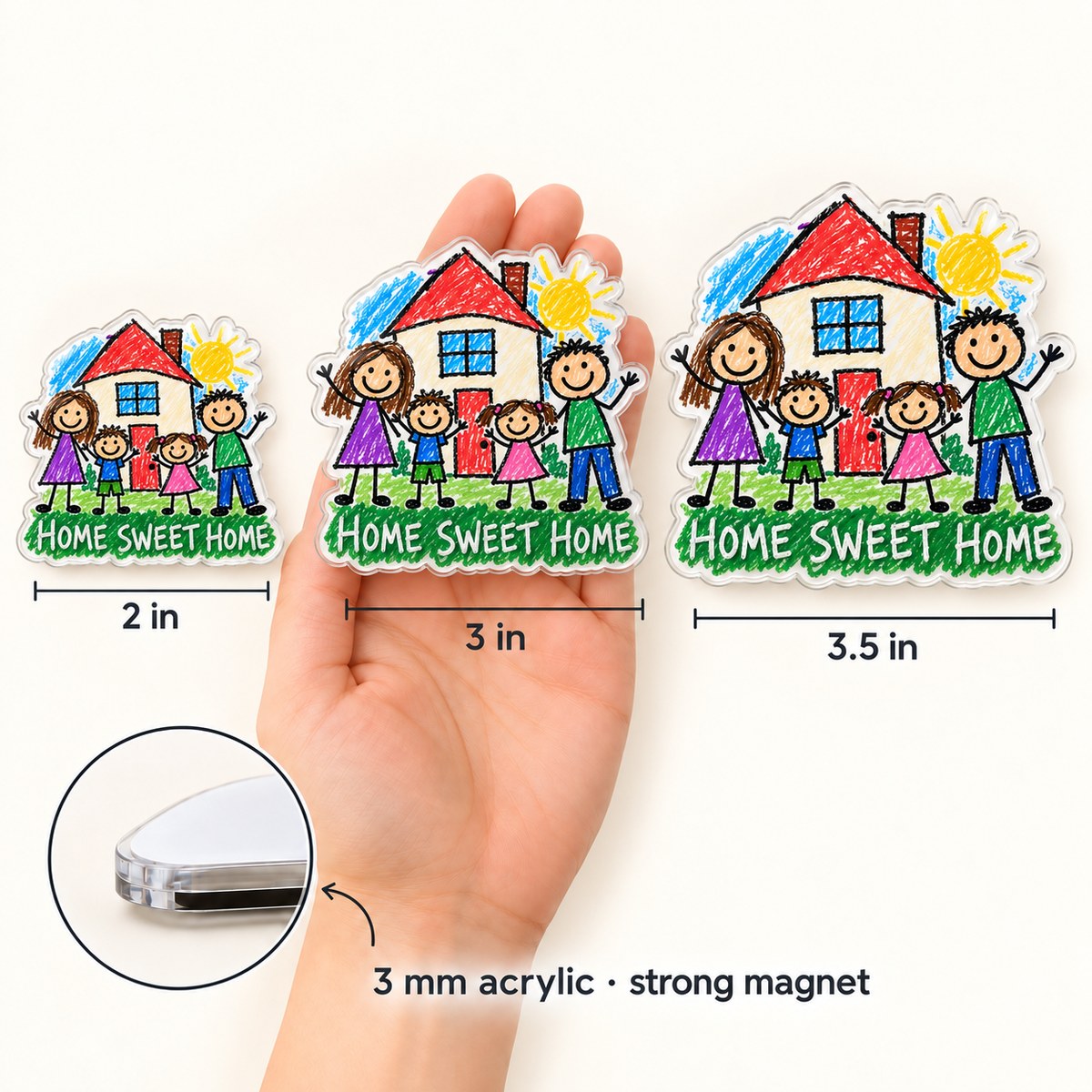Custom Photo Housewarming Doodle - Personalized Acrylic Magnet — size