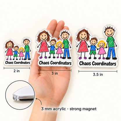 Custom Photo Family Doodle - Personalized Acrylic Magnet — size