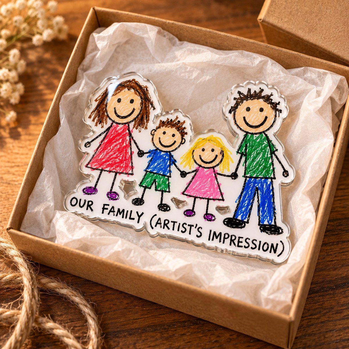 Custom Photo Family Doodle - Personalized Acrylic Magnet — gift