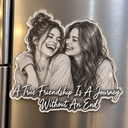 Custom Photo Best Friend Gift Pencil Sketch - Personalized Acrylic Magnet — hero