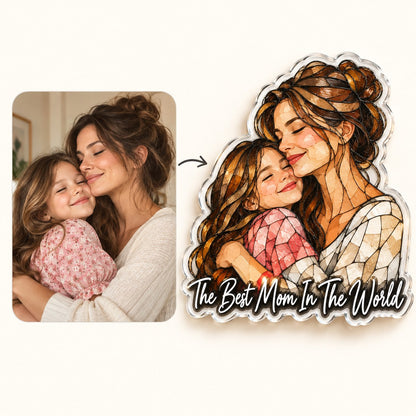 Custom Photo Mom & Grandma Stained Glass - Personalized Acrylic Magnet — how it works
