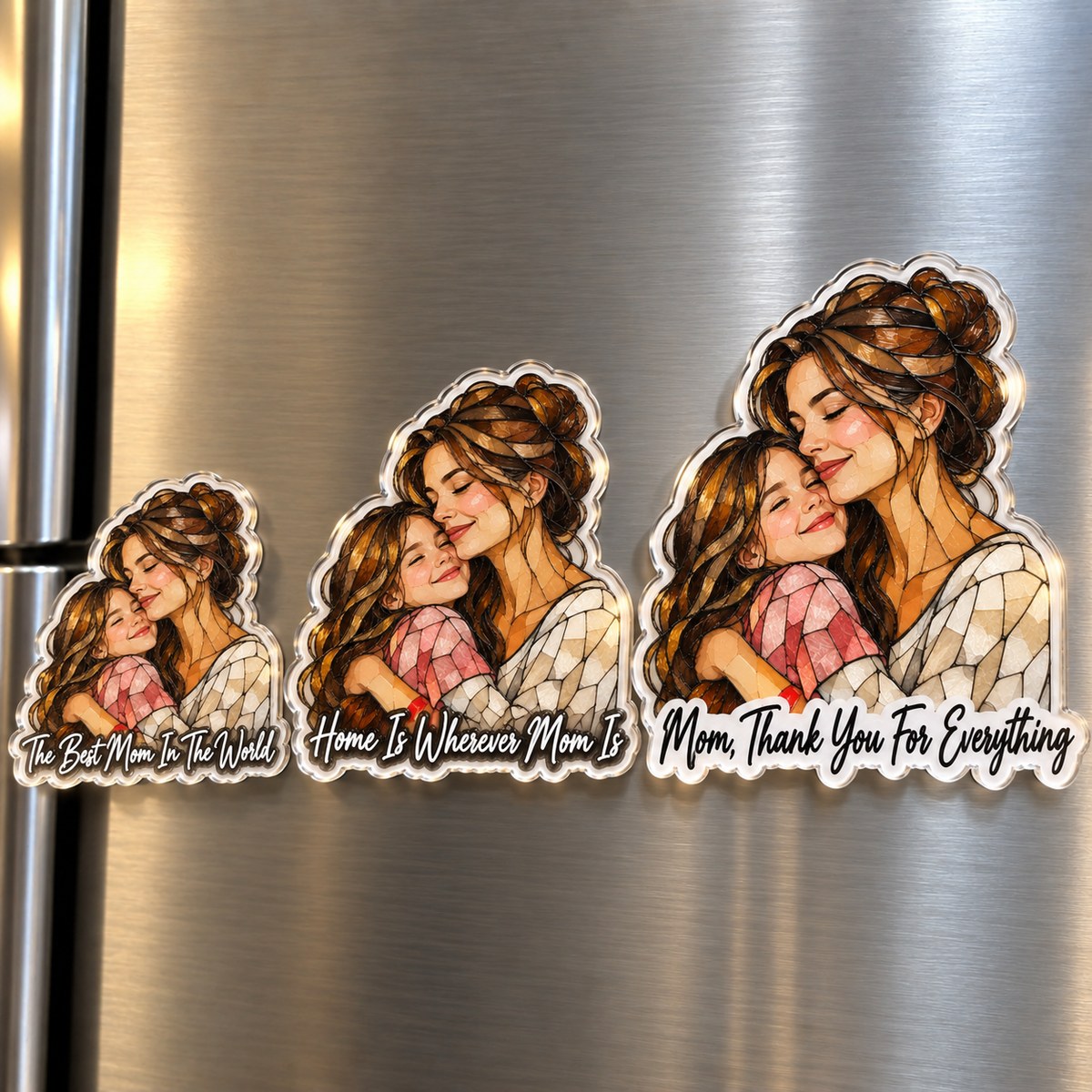 Custom Photo Mom & Grandma Stained Glass - Personalized Acrylic Magnet — options