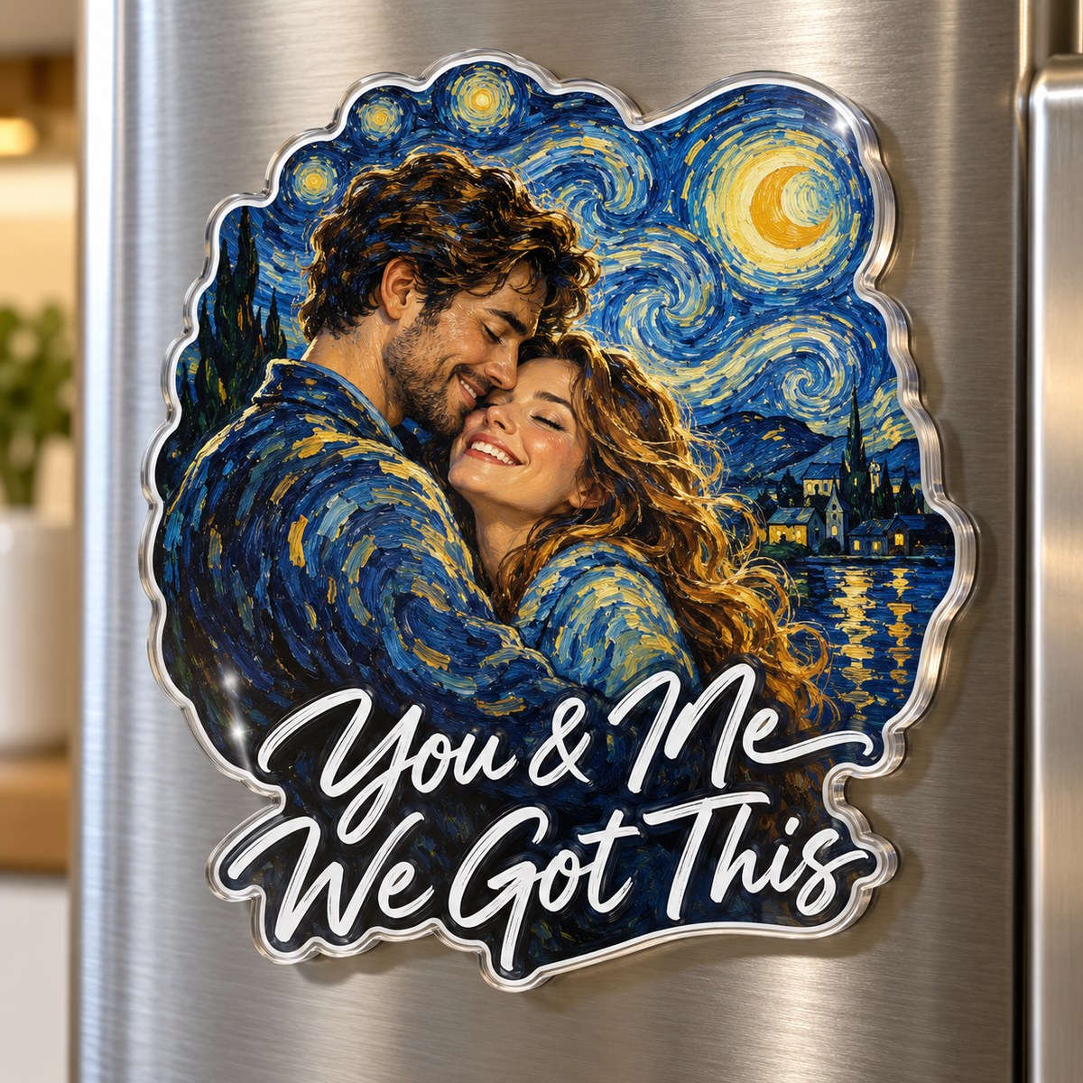 Custom Photo Couple Gift Starry Night - Personalized Acrylic Magnet — hero