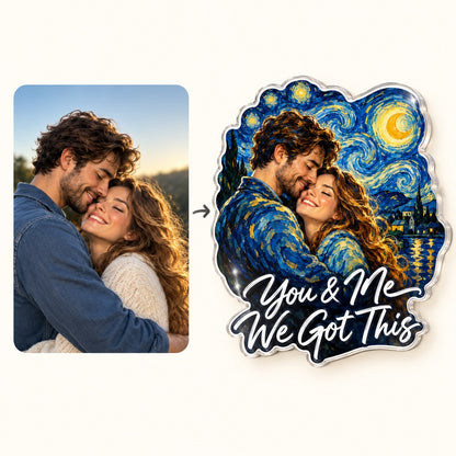 Custom Photo Couple Gift Starry Night - Personalized Acrylic Magnet — how it works