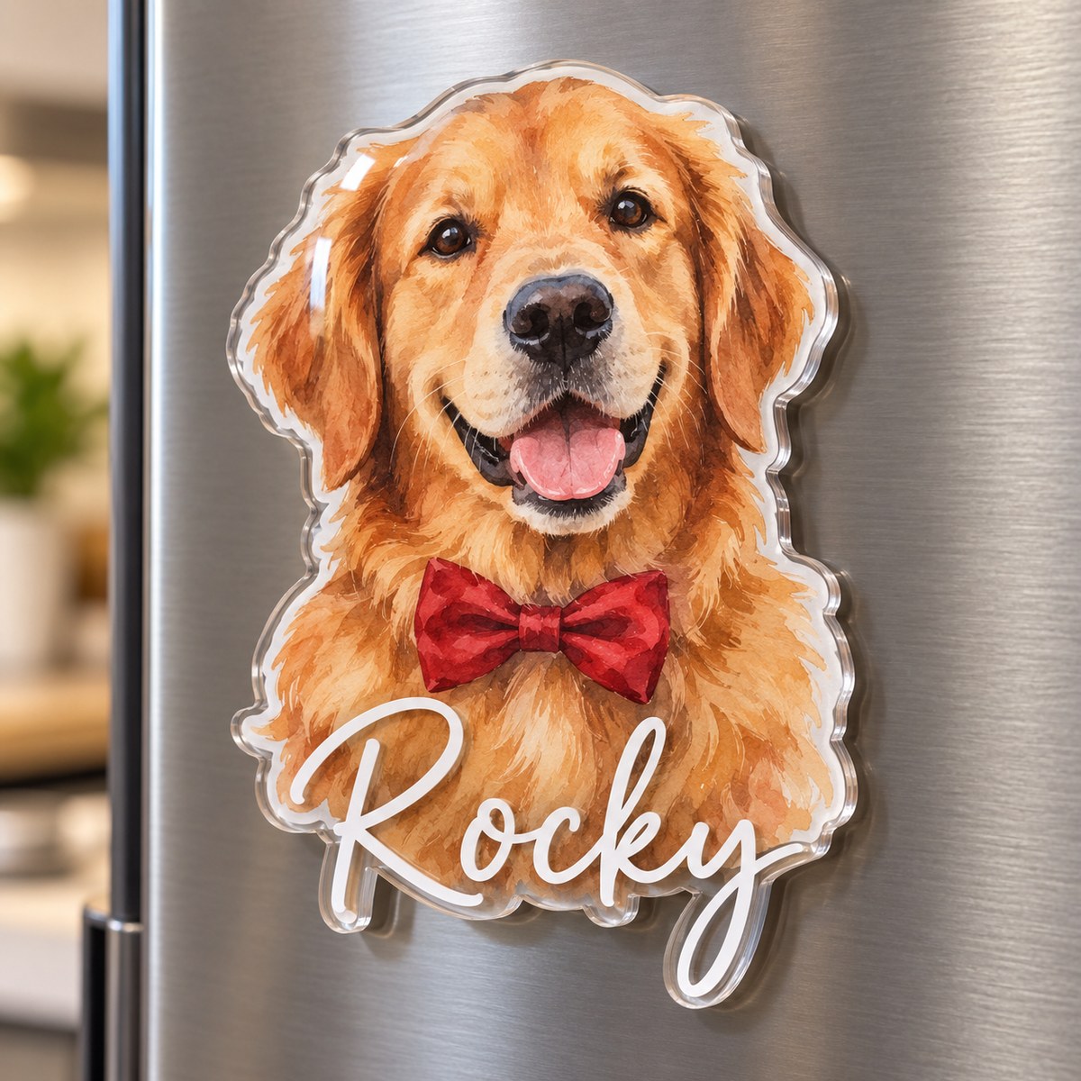 Custom Photo Pet Portrait Watercolor - Personalized Acrylic Magnet — hero