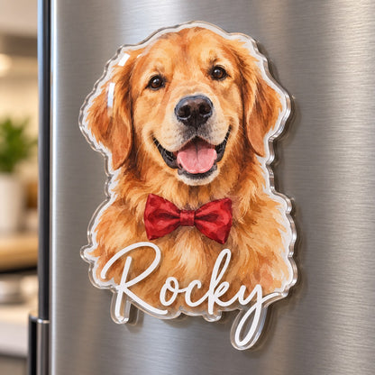 Custom Photo Pet Portrait Watercolor - Personalized Acrylic Magnet — hero