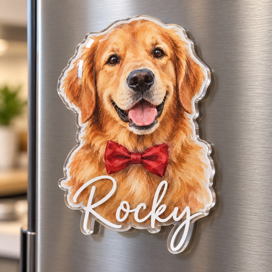 Custom Photo Pet Portrait Watercolor - Personalized Acrylic Magnet — hero