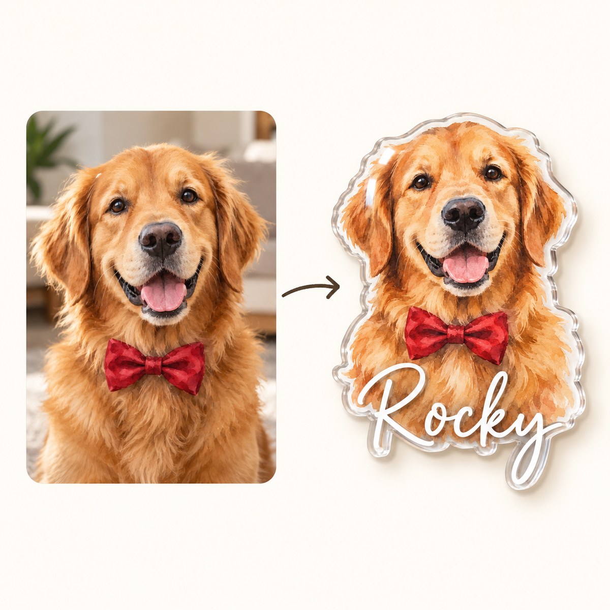 Custom Photo Pet Portrait Watercolor - Personalized Acrylic Magnet — how it works