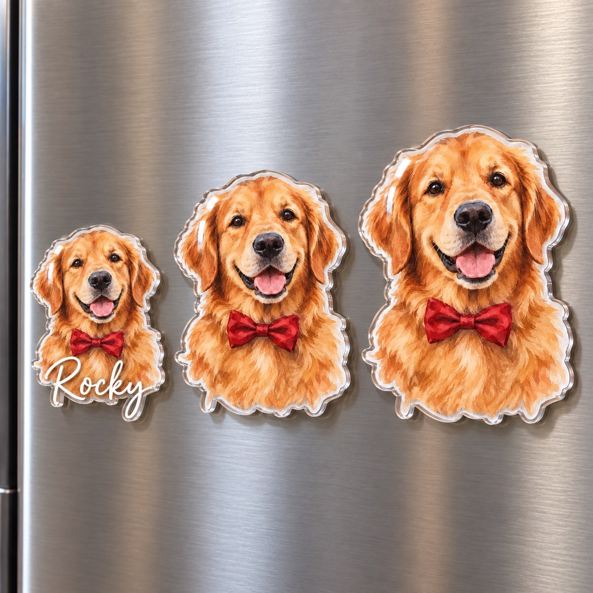 Custom Photo Pet Portrait Watercolor - Personalized Acrylic Magnet — options