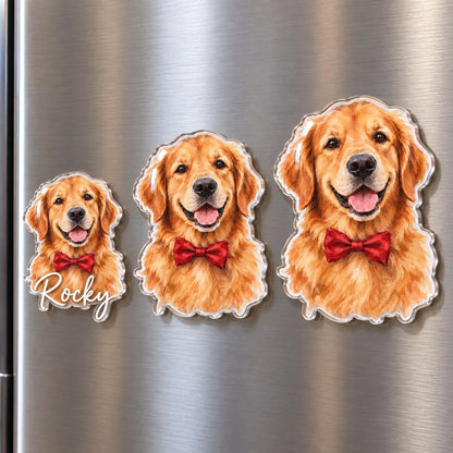 Custom Photo Pet Portrait Watercolor - Personalized Acrylic Magnet — options