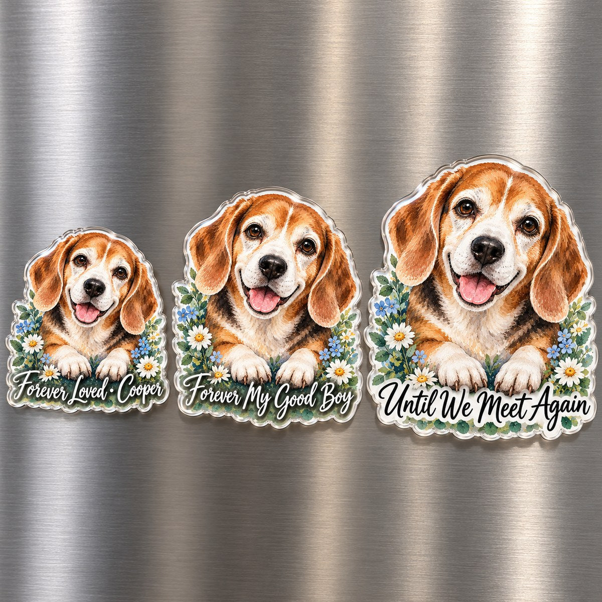 Custom Photo Pet Memorial Watercolor - Personalized Acrylic Magnet — options