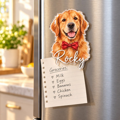 Custom Photo Pet Portrait Watercolor - Personalized Acrylic Magnet — lifestyle