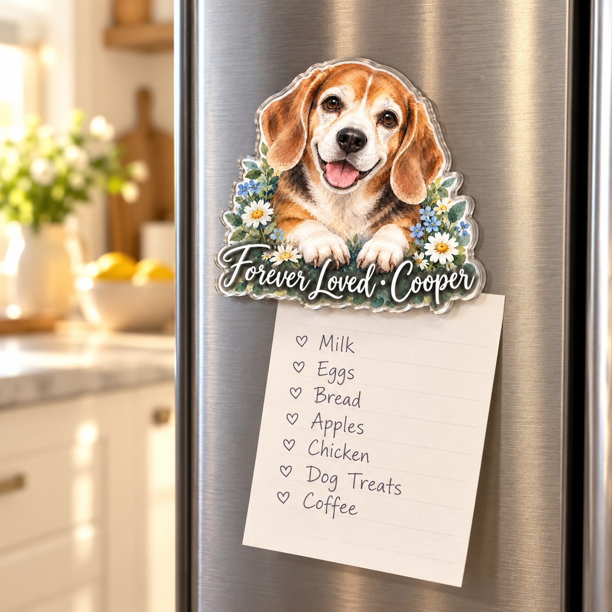 Custom Photo Pet Memorial Watercolor - Personalized Acrylic Magnet — lifestyle