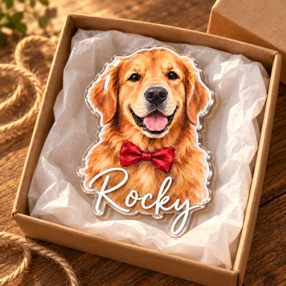 Custom Photo Pet Portrait Watercolor - Personalized Acrylic Magnet — gift