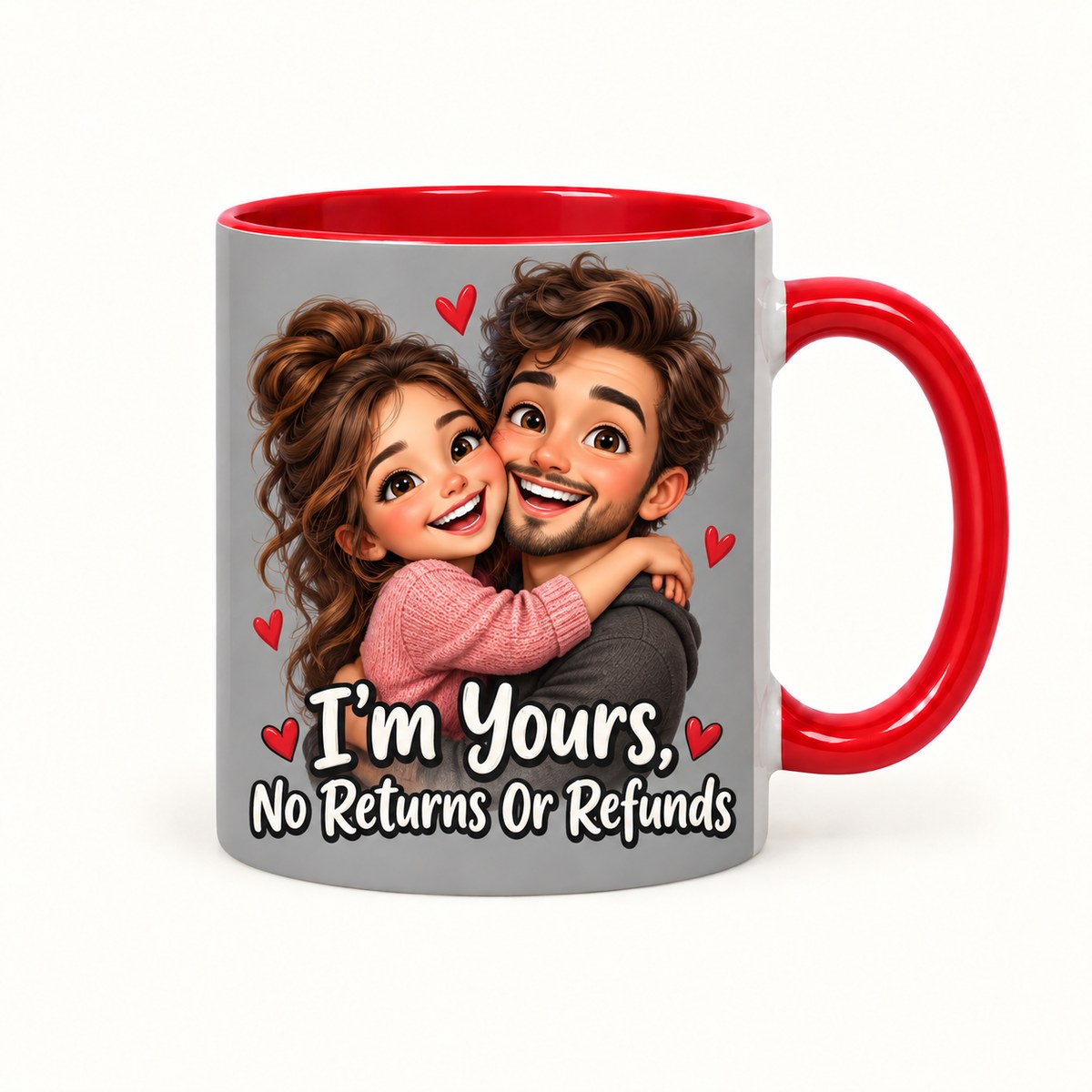 Custom Photo Caricature Portrait Accent Two-Tone Mug - Funny Couple Personalized Mug Gift — hero