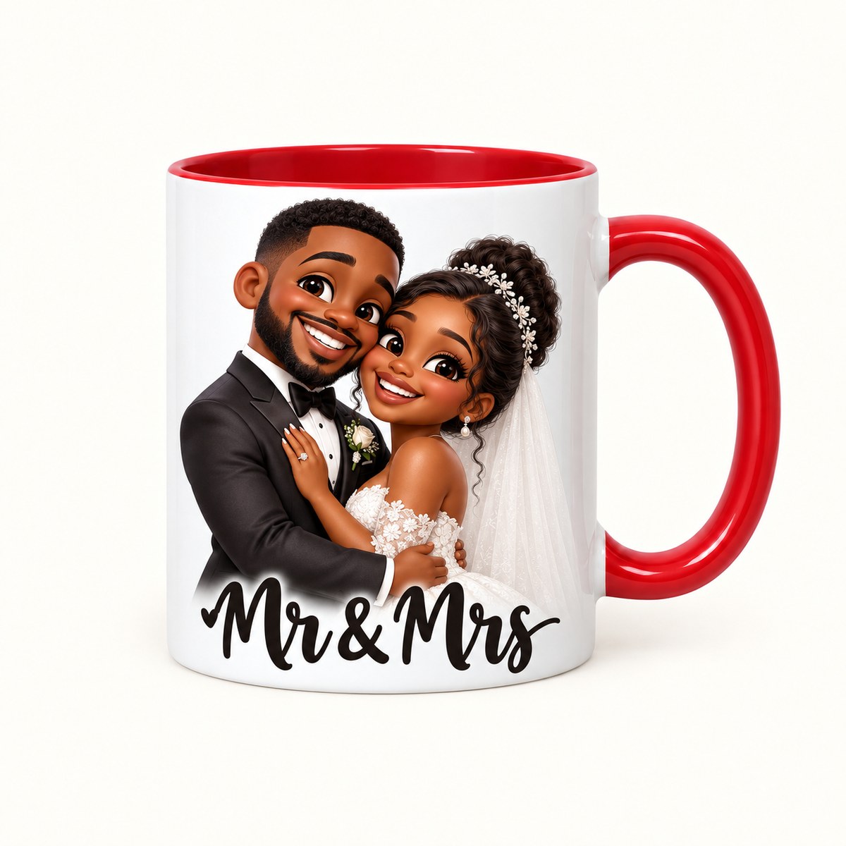 Custom Photo Caricature Portrait Accent Two-Tone Mug - Funny Wedding Gift Personalized Mug Gift — hero