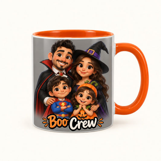 Custom Photo Caricature Portrait Accent Two-Tone Mug - Funny Halloween Family Gift Personalized Mug Gift — hero