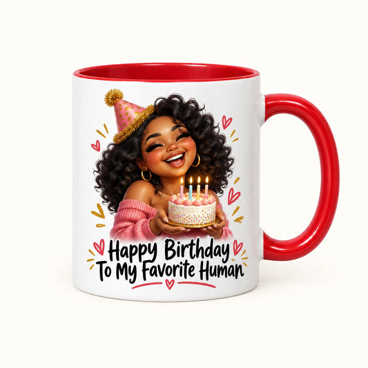 Custom Photo Caricature Portrait Accent Two-Tone Mug - Funny Birthday Gift Personalized Mug Gift — hero