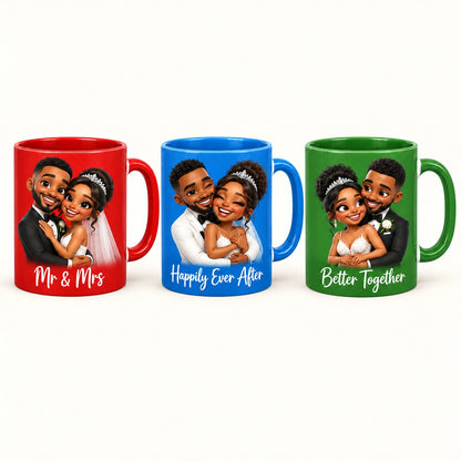 Custom Photo Caricature Portrait Accent Two-Tone Mug - Funny Wedding Gift Personalized Mug Gift — options