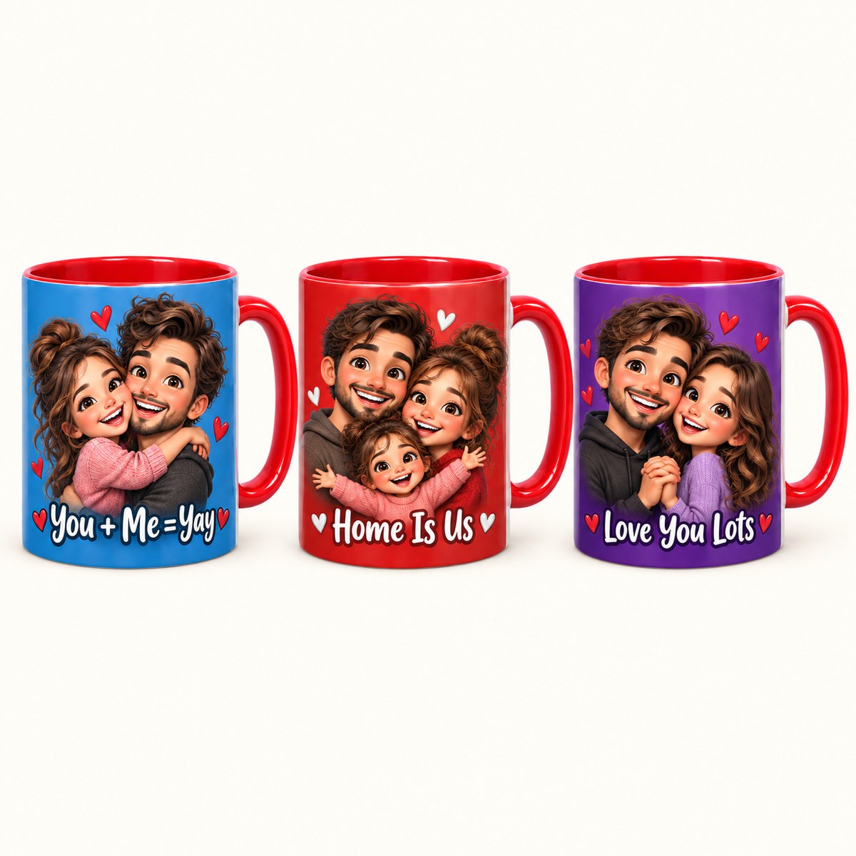 Custom Photo Caricature Portrait Accent Two-Tone Mug - Funny Couple Personalized Mug Gift — options