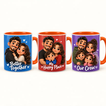Custom Photo Caricature Portrait Accent Two-Tone Mug - Funny Halloween Family Gift Personalized Mug Gift — options