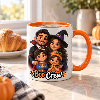 Custom Photo Caricature Portrait Accent Two-Tone Mug - Funny Halloween Family Gift Personalized Mug Gift — lifestyle