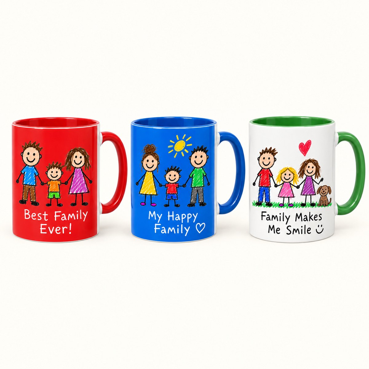 Custom Photo Doodle Portrait Accent Two-Tone Mug - Kid-Style Drawing Family Personalized Mug Gift — options