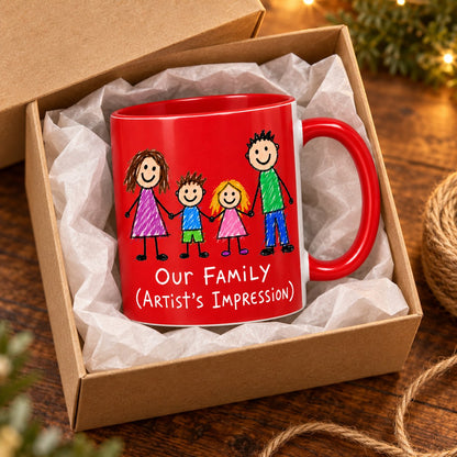 Custom Photo Doodle Portrait Accent Two-Tone Mug - Kid-Style Drawing Family Personalized Mug Gift — gift