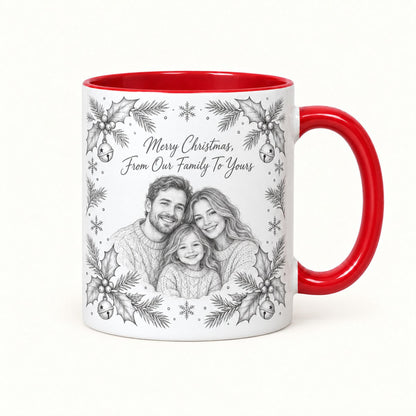 Custom Photo Pencil Sketch Accent Two-Tone Mug - Christmas Gift Personalized Mug Gift — hero